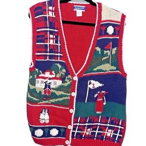 Pendleton Knockabouts 3D Golf Vest Jacket Vintage Medium Sweater